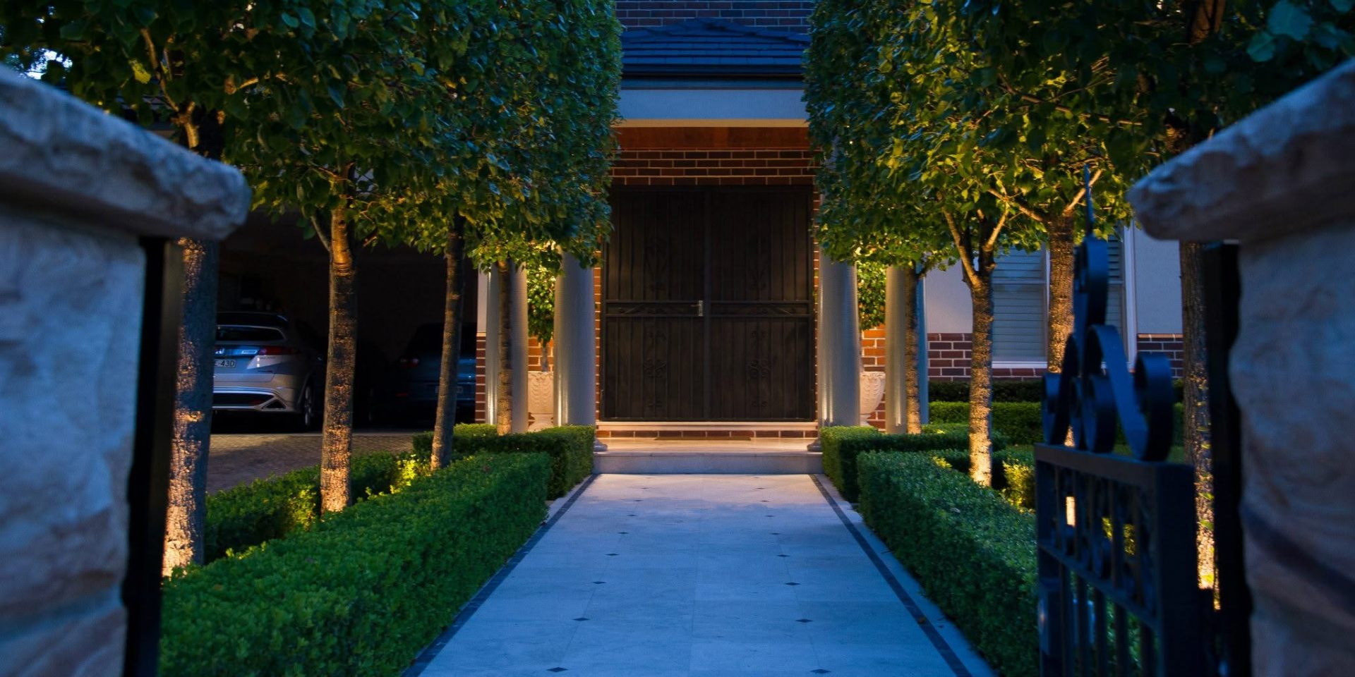 Lit Driveway & Tree-Lined Entry — Concord, Sydney